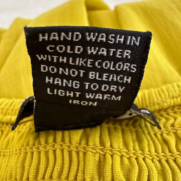 NAOO Eyelet lace Maxi Sun Dress tiered yellow smocked cottage vacation Small - Picture 9 of 10